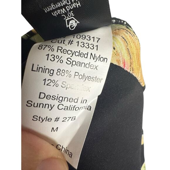 Sunsets Escape Retro Retreat Black Tropical Floral Print Foldover Bikini Bottoms - Picture 4 of 10